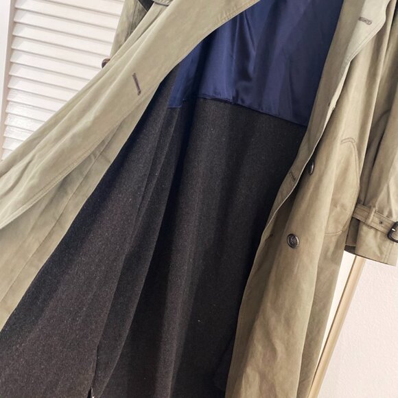 London Fog Mens Trench Coat Army Green Belt Zip Out Fleece Lining Vintage 44 Reg - Picture 6 of 12